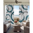 thumbnail image 4 of Turquoise Grey Blackout Curtains 45 Inches Long for Bedroom,Geometric Circle Modern Abstract Simple Art Thermal Insulated Room Darkening Black Out Window Curtain Panels Grommet Drapes for Living Room, 4 of 8