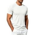 thumbnail image 4 of sdhkgrrt Plus Size Men Summer Round Neck Short Sleeve T-Shirts Casual Solid Basics Tee Tops Loose Fit Everyday Wear, White XL, 4 of 8