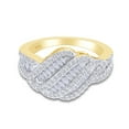 thumbnail image 2 of AFFY Round & Baguette Cut White Natural Diamond Multi-Row Wave Engagement Wedding Ring In 14K Yellow Gold Over Sterling Silver (0.98 Cttw, I-J Color, I2-I3 Clarity), Ring Size-9.5, 2 of 4