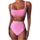 thumbnail image 1 of Conjunto de 2 piezas para mujer Color sólido Cintura alta Bikini Explosión Split Traje de baño Fridja  nalpqowj22718, 1 of 8