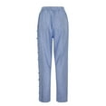 thumbnail image 3 of WILLBEST Pantalones Casuales elegantes para Mujer, de Verano, Transpirables, a Rayas, con Cordón, Bolsillo Trasero, Hebilla Lateral, Pantalones de Nueve Puntos para Uso Diario Extra Grande, 3 of 7