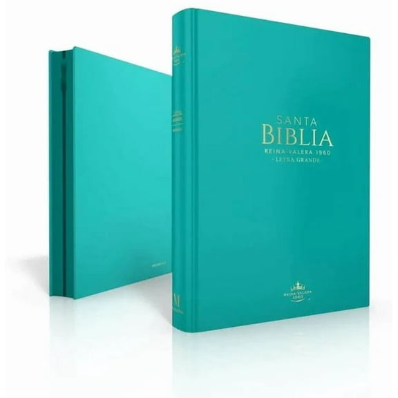 Biblia RVR 1960 Letra Grande Tamaño Manual Símil Piel Turquesa con Cierre
