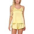 thumbnail image 4 of Conjunto de ropa de dormir para mujer Encantador chaleco con cuello en V, pantalones cortos, camisón, amarillo, XL Guardurnaity XX000231-29, 4 of 7