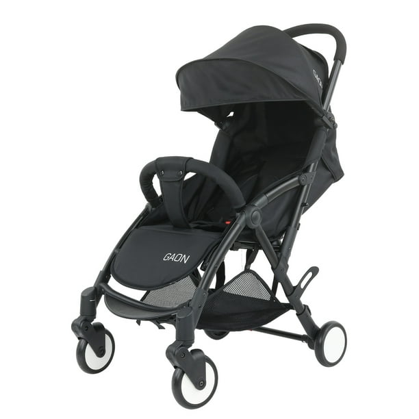 Carriola de bastón Gaon Baby color Negro plegable portátil reclinable con arnés de 5 puntos