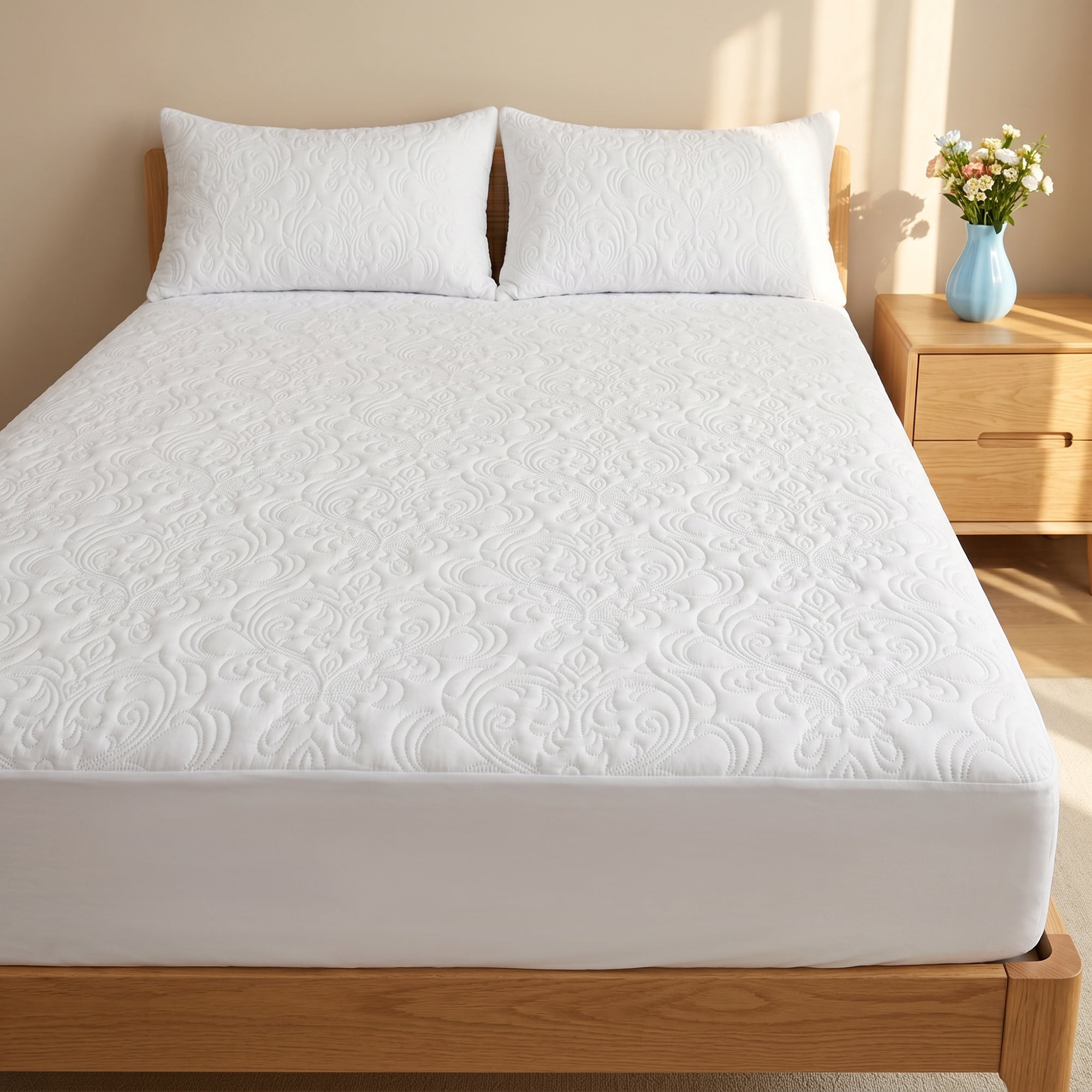 Unique Bargains Fitted Sheet Solid Polyester Bed Sheets Wrinkle Resistant 59.8"x79.9" White