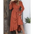thumbnail image 6 of FreshPretty Womens Boho Cocktail Maxi Dress Fall Fashion V Neck Long Sleeve Swiss Dot Flowy Slit Wedding Guest Dresses, 6 of 6