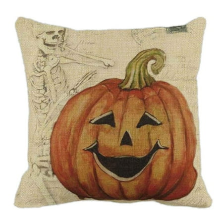 Halloween Cushions 45 x 45cm Gotd BIRD ON Pumpkin Halloween Pillows Cover Decorations Decor Halloween Throw Pillow Case Sofa Waist Throw Cushion Cover Home Decor ()