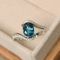 thumbnail image 2 of London blue topaz ring, oval cut ring, engagement ring, sterling silver, 2 of 4