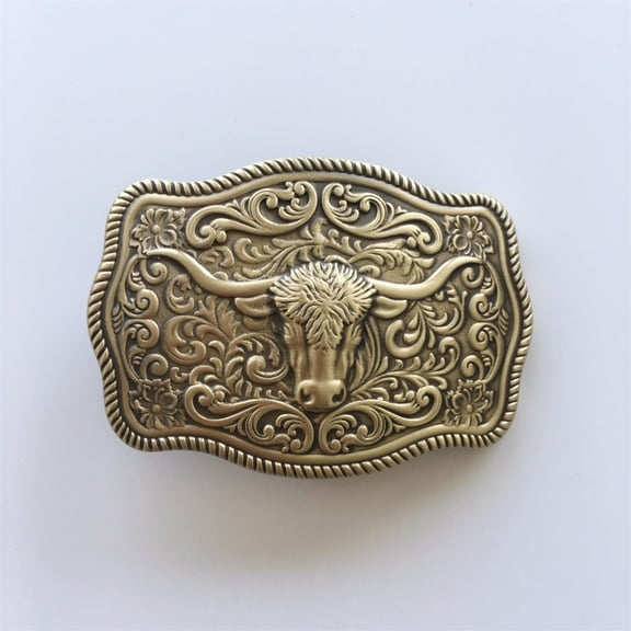 Western Bull Cowboy Cowgirl Solid Brass Belt Buckle