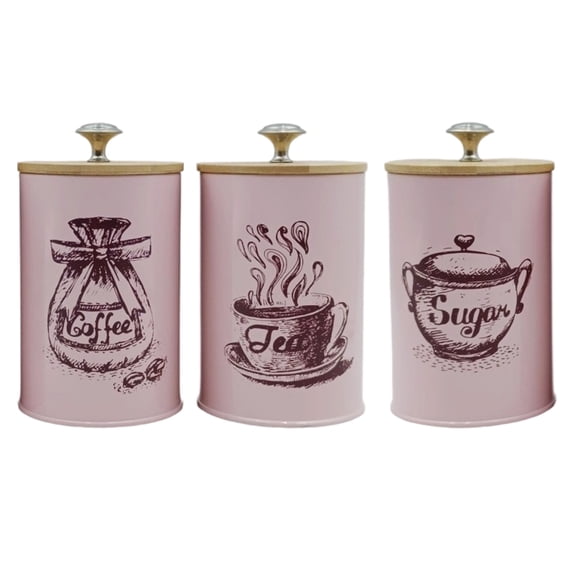 3 Pieces Practical Kitchen Canisters Set for Coffee Sugar Storage Vintage Farmhouses Styles with Airtights Lids