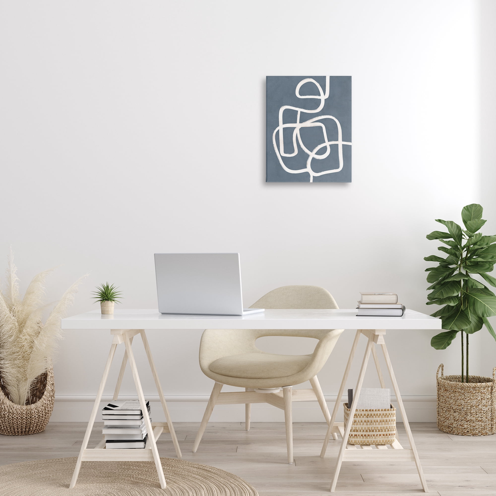 Stupell Industries Blue Freeflow Line Abstract Painting Gallery Wrapped Canvas Art Print Wall Art, 16 x 20