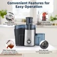 thumbnail image 4 of 800W Electric Juicer Fruit Vegetable Blender Juice Extractor Citrus Machine 2-Speed for Whole Fruits & Vegetables, Black, 4 of 13