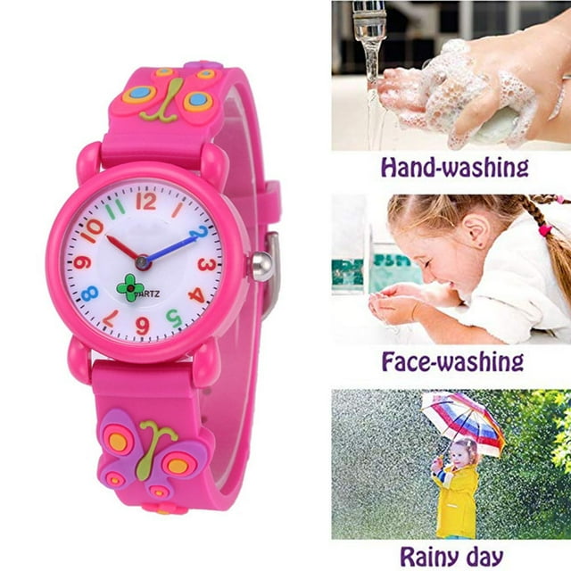 3D Lovely Cartoon Butterfly Watch for Kids Waterproof PVC Watch for Girl and Boy