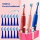thumbnail image 2 of Cepillo de dientes eléctrico sónico para niños, automático, resistente al agua, IPX7, cepillo de limpieza de dibujos animados para niños con 12 cabezales de repuesto, 2 of 5