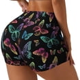 thumbnail image 2 of Sigee Rainbow Butterflies Print Women's High Waist Workout Shorts - Squat Proof, Tummy Control, Yoga and Gym Activewear-Small, 2 of 9