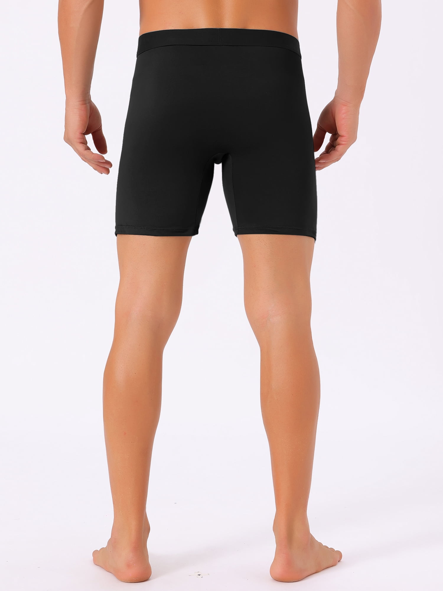 DARING DIVA Men's Lightweight Solid Color Soft Stretch Open-fly Boxer Briefs 28 Black