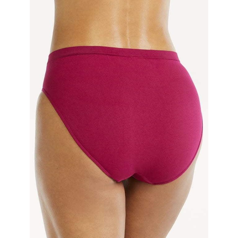 Joyspun Women's Modal and Lace Hi Cut Brief Panties, 3-Pack, Sizes S to 3XL  