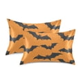 thumbnail image 2 of Dailycode Satin Pillow Case Queen Silk Pillow Cover for Hair and Skin Envelope Closure Retro Bats on Orange 20"x30", 2 of 9