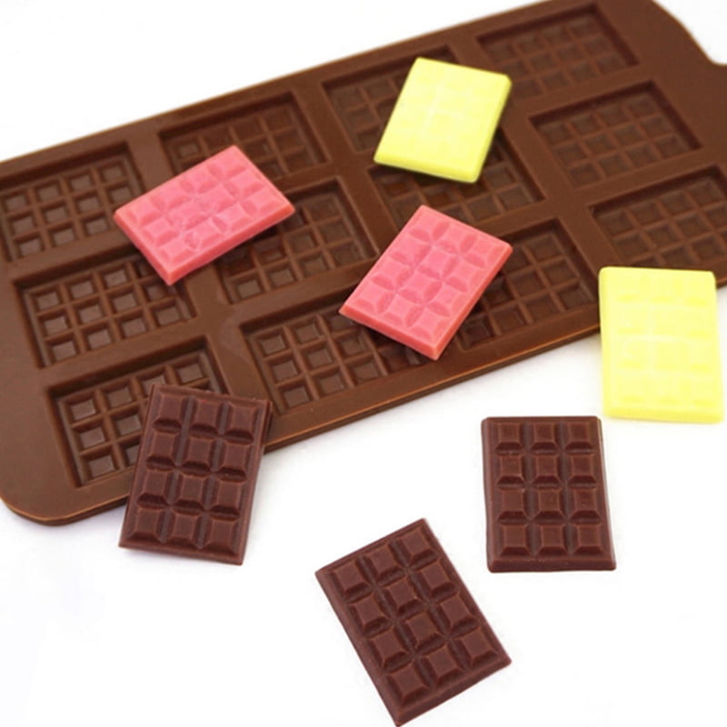 Silicone Break Apart Chocolate Mold 12-Cavity Silicone Mini Rectangle Thin waffle Chocolate Molds Non-Stick Candy Protein and Energy Bar Mold Baking Tray 3 Pack