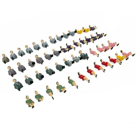 50Pcs Sitting Plastic Figures 1:32 Miniture People Human People Painted Mixed Smile Home