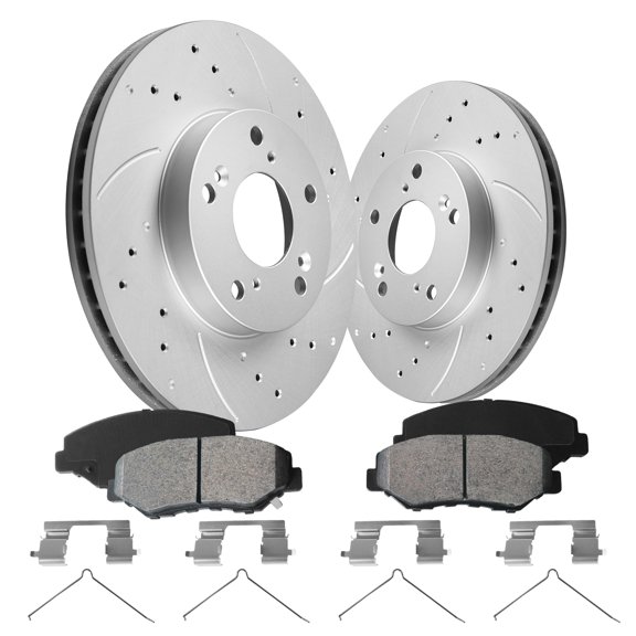 Aurogenix Front Brake Kit Compatible With 13-15 Honda Accord Acura ILX 13-21 Honda Civic 02-04 Honda CR-V 03-11 Honda Element, Geomet Coated Brake Rotors And Pads, 281.6mm 11.1in