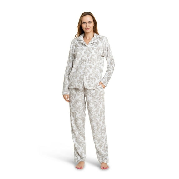 Brooklyn & Jax Women's Fleece 2 piece Full Sleeve Pajama Set in Christmas Print, Medium