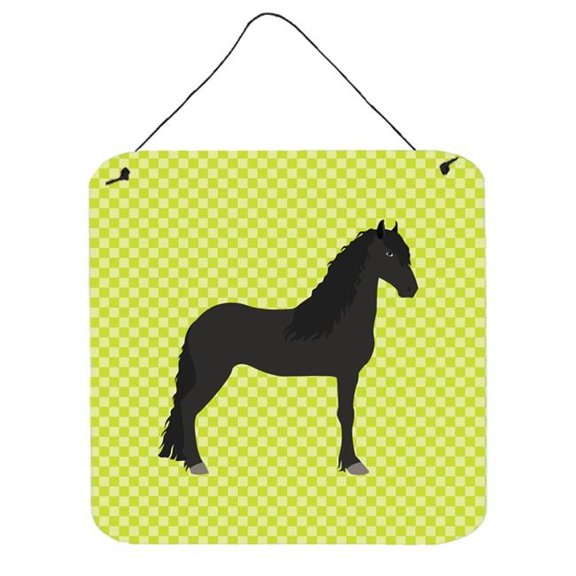 Friesian Horse Green Wall or Door Hanging Prints, 6 x 6 in.