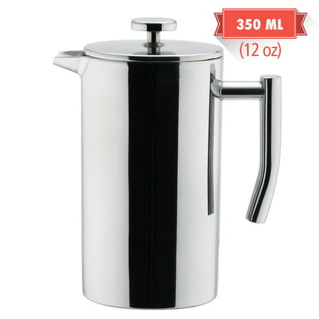 MIRA Double Walled Tea & Coffee French Press | Stainless Steel Insulated Coffee Brewer Pot & Maker | Keeps Brewed Coffee or Tea Hot | 12 Oz (350
