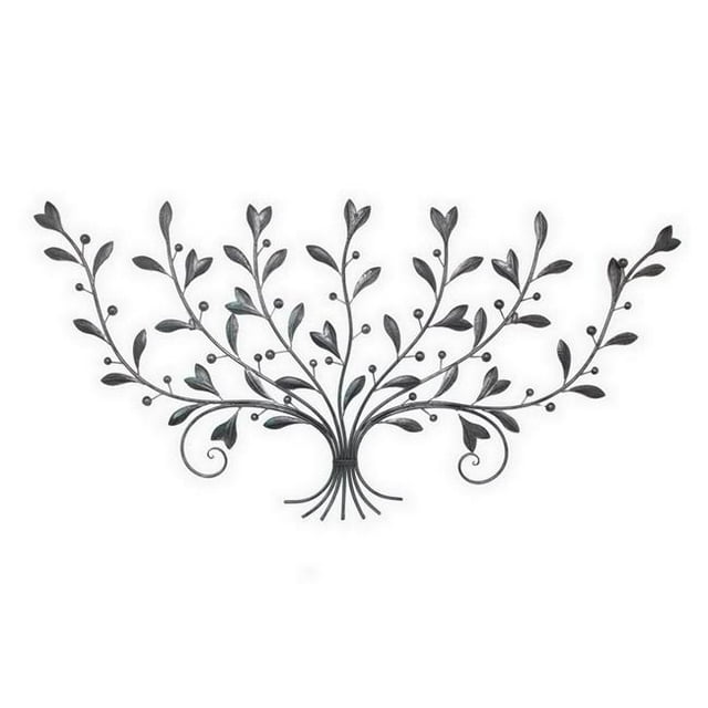 Plutus Brands PBTH94425 Metal Scroll with Leaves Wall Decor in Silver