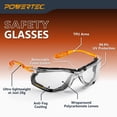 thumbnail image 2 of POWERTEC Safety Glasses ANSI Z87.1-2020, Clear Wraparound Protective Eyewear with Removable Foam Gasket, UV Protection for Construction, Woodworking & Jobsite Use (72317), 2 of 7