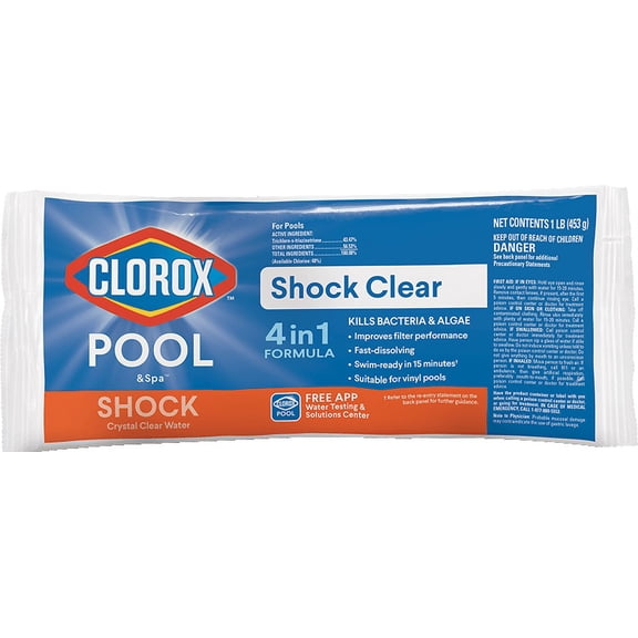 Clorox Pool&Spa Shock Clear Pool Shock for Swimming Pools, 1lb