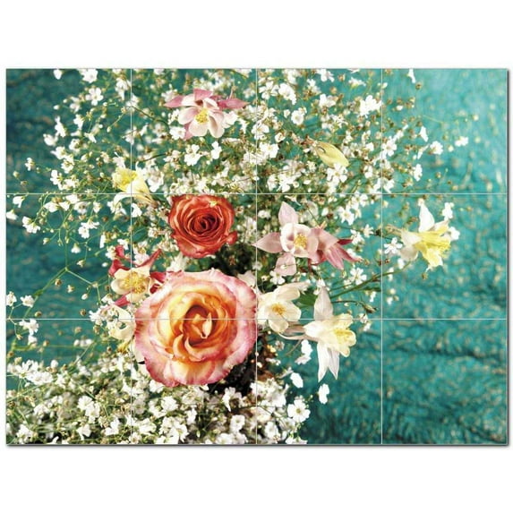 Flower Picture Ceramic Tile Mural Kitchen Backsplash Bathroom Shower 405009-M43