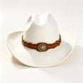 thumbnail image 4 of Unisex Western Cowboy Hat with Wide Brim Fedora Style Felt Jazz Cap for Autumn Winter Parties Daily Wear, 4 of 4