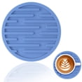thumbnail image 1 of Round Silicone Drink Coaster, 10cm Heat Resistant Table Mat, Non Slip Cup Pad – Multiple Colors, Light Blue, 1 of 5