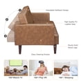 thumbnail image 5 of 76" Modern Loveseat Sofa with Armrests, Convertible Futon Sofa Bed, Lounge Couch for Living Room (Faux Leather, Brown), 5 of 7
