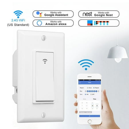 Wifi Light Switches-Smart Dimmer Switch Panel, Supports setting up to 8 timing points,Work with Alexas Google Home IFTTT-Timer Function and Phone Remote Control, Free App ,Voice