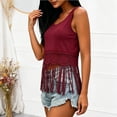 thumbnail image 5 of LEKWK Tank Tops for Women Trendy Hollow Out Tassel Hem Boho Tops Sleeveless Crew Neck Flowy Summer Shirts Fashion Beach Vacation Holiday Clothes, 5 of 6