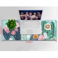 thumbnail image 3 of Extended Gaming Mouse Pad (31.5x11.8 in), Large Non-Slip Rubber Base Mousepad, Keyboard Mouse Mat Desk Pad for Work, Game - Cactus Succulents Pink White Yellow Flowers Pattern, 3 of 6