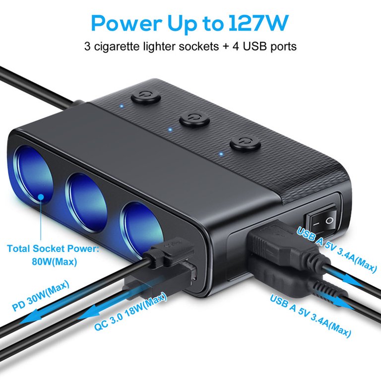 7 way to cigarette lighter plug adapter 5275053 Fimco 120" Lead Wire Assembly way trailer plug is built with 12 Ryhampaper 7-in-1 3 Way Car