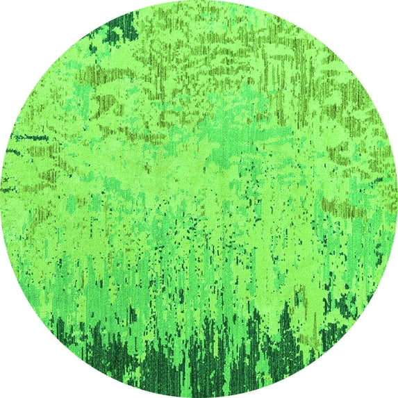 Ahgly Company Indoor Round Abstract Green Modern Area Rugs, 7' Round