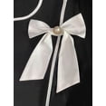 thumbnail image 5 of Black And White Contrast Trim Bow Detail Elegant Short Sleeve Fit & Flare Mini Dress, 5 of 6