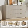 thumbnail image 3 of FURNIWAY 6 Drawer Dresser for Bedroom, 55" Wide Modern Chest of Drawers with Gold Metal Handles, Fluted Wood Clothes Storage Organizer & Cabinet for Living Room, Hallway(Beige), 3 of 8