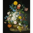 thumbnail image 2 of Franz Xaver Petter 15x17 Black Ornate Wood Framed Double Matted Museum Art Print Titled - A Vase of Camellias, Geraniums, Dahlias, a White Peony, Roses, Poppies and Other Flowers, with, 2 of 5