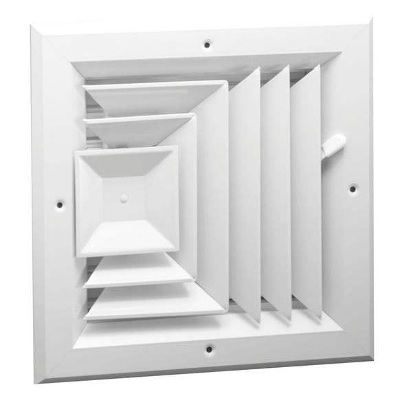 Hart & Cooley 10" X 10" Aluminum 3-Way Ceiling Diffuser with Multi-Shutter Damper, White