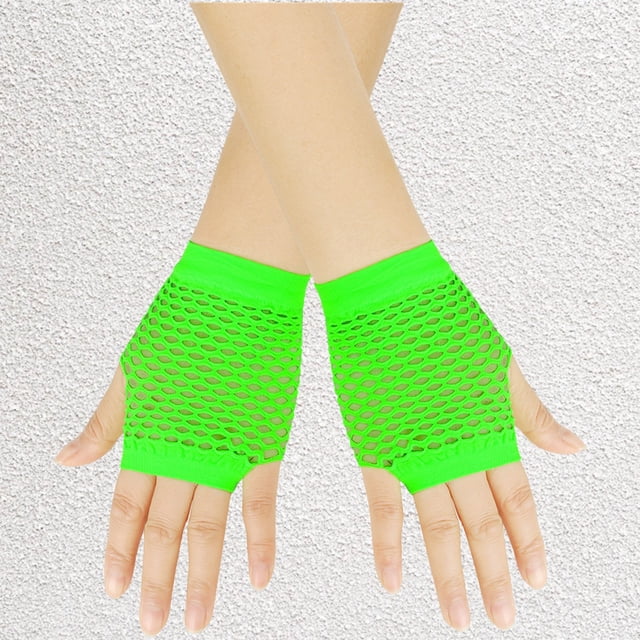 Gants Mitaines Courtes en Résille Sans Doigts pour Femmes Accessoires de Scène des Années 80
