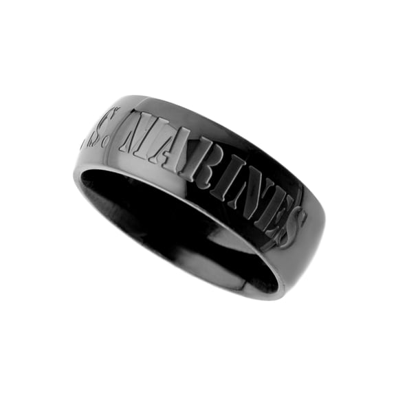 U.S. Marines Gunmetal Ion Plated Stainless Steel Ring size 5