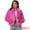 Hot Pink, variant on Women's Cropped Jacket Notch Lapel Faux Fur Fluffy Coat XS White