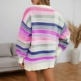 thumbnail image 2 of Womens Fall Sweater Long Sleeve Tops Striped Color Block Sweater Tops Crew Neck Casual Loose Knit Pullover Baggy Y2K Clothes (Pink,X-Large), 2 of 7