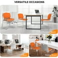 thumbnail image 7 of VINGLI Stackable Chairs Set of 4, Stacking Office Chairs with Metal Sled Base, Ergonomic Plastic Padded Seat & Back, Capacity 350lbs, Stacking Chairs for Waiting Room Break Room Banquet Guest, Orange, 7 of 7