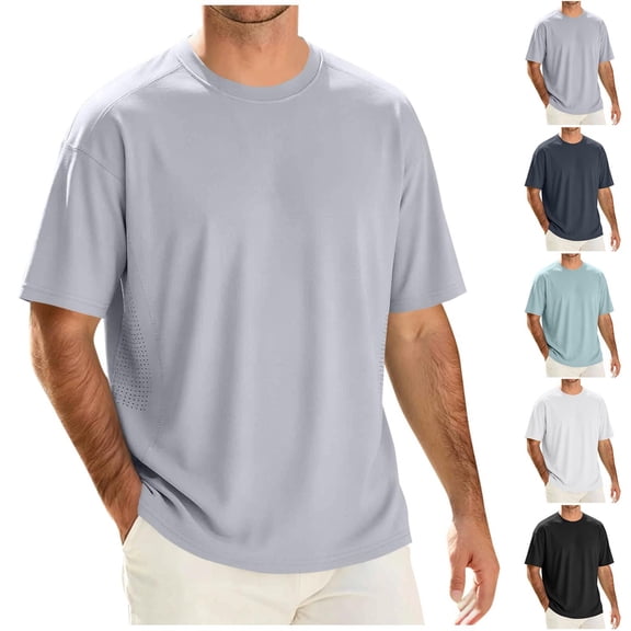 Kojanyu Men's Plain Short Sleeve Athletic T Shirts Casual Summer Workout Tops Loose Crew Neck Basic Tees